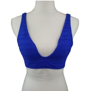 Topshop NWT Swim Top in Blue Size 10 Textured-Deep U Neckline